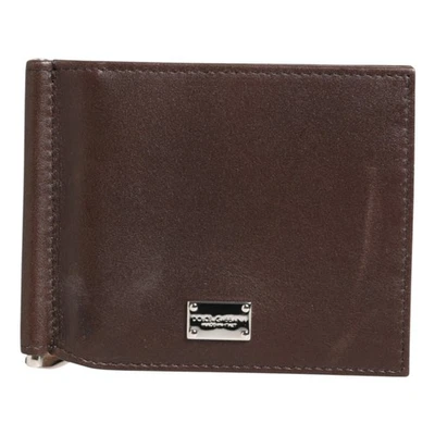 DOLCE & GABBANA бумажник коричневый кожаный DG логотип гравировка складного карты держатель RRP $360 - Изображение 1 из 4