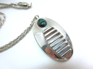 Israel Eilat Stone Sterling Silver Necklace Modern Pendant - Picture 1 of 12