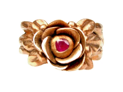 Anel estilo antigo bronze rosa - pedra rubi - tamanho 13 - Imagem 1 de 3