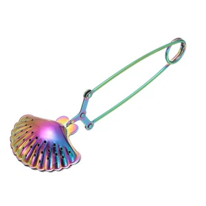 1 Pcs Stainless Steel Long Handle Tea Infuser Filter, Shell Shaped Colorful - Picture 1 of 7