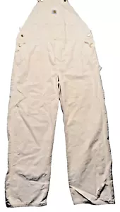 Vintage UNION MADE Carhartt Overall 44x34 Painter/Carpenter Drill Bib Pouch 80s - Picture 1 of 17