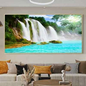 Waterfall landscape Canvas Painting Mural Home Decor Canvas Poster - Bild 1 von 8