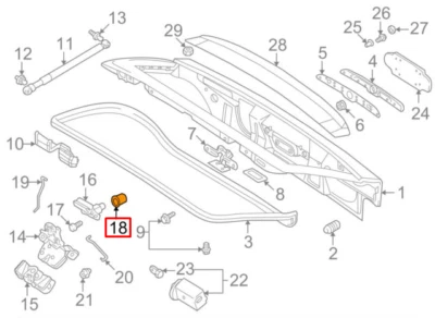 2002 BMW Z3 E36 Exterior Trunk Cover Card Lock 51242491030 - Image 1 of 4