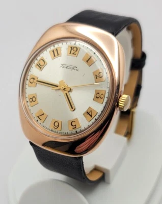 Raro Reloj Raketa Unión Soviética Años 70 Oro Rosa Sólido 14k Funciona Foto 1 de 4