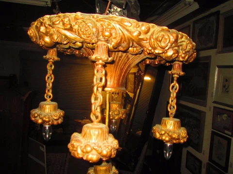 FINE ANTIQUE 50 LB BAROQUE STYLE  CAST DESIGN CHANDELIER_ SELLING BELOW COST ! Cover