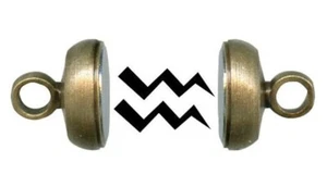 Clasp, 12 Antiqued Brass Plated Steel Magnetic with 2mm Loops 260 Gauss Strong * - Picture 1 of 3