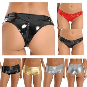 Para mujeres Cuero Brillante Rave Booty Baile Pantalones Cortos Calientes Calzoncillos Prendas para club nocturno - Imagen 1 de 52