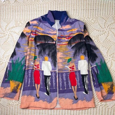 Vintage 1980s Bagatelle Women's 8 Jazzy Paradise Couple Open Front Blazer - Image 1 of 4