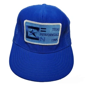 Vintage Texas Petrochemical Blue Adjustable Trucker Cap USA Snap Back Reynolds - Picture 1 of 7