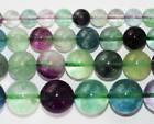 AA Round Smooth Cut Purple Green Natural Fluorite Gemstone Beads 15" DIY Making