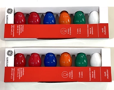 通用电气 C-7 发光明亮替换灯泡 12 个灯泡多色 5 瓦 C7 圣诞节 — 第 1/4 张图片