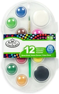 Royal & Langnickel Aquarell Farbpalette Kunst-Set 12 Farben & Pinsel - Picture 1 of 3