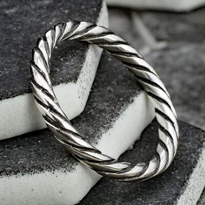 Anillo para mujer de plata esterlina 925 con cuerda de giro suave - elegante joyería para dama - Imagen 1 de 8