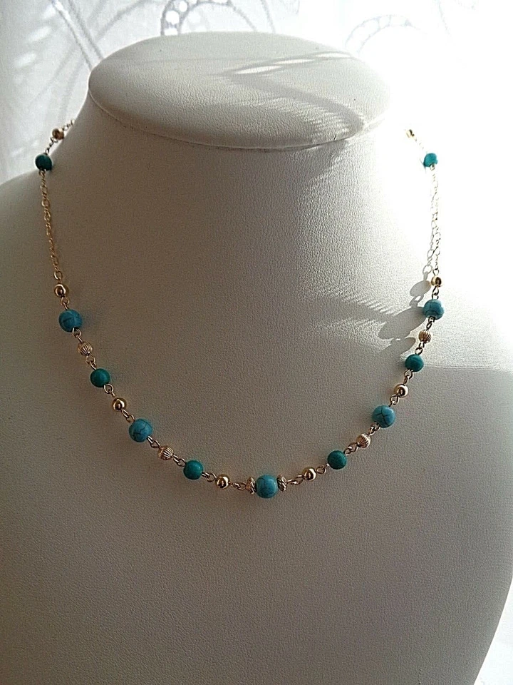 Gold Kette mit Türkis, Gold Filled, zart und edel! - Bild 1 von 1