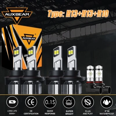 6X AUXBEAM LED Headlights Fog Bulbs For Ford F250 F350 F450 Super Duty 2019-2022 - Image 1 of 4