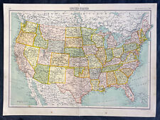1890 John Bartholomew Large Antique Map of The United States of America