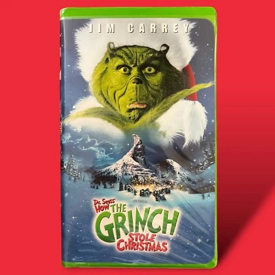 HOW THE GRINCH STOLE CHRISTMAS VHS 2001 Jim Carrey GREEN Clamshell Dr. Seuss Foto 1 de 2