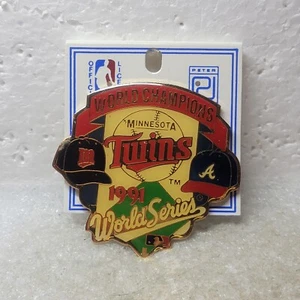 1991 Minnesota Twins World Series Champions Pin Atlanta Braves NOS Peter David - Picture 1 of 4