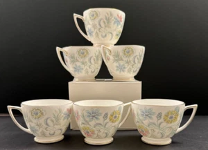 Minton Teacups 2 Vanessa Pattern Floral White Bone China 6 Available Free Ship - Picture 1 of 6