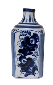 Gzhel Vase Porcelain Blue White Hand Made Painted Flowers Floral Russia 8" Tall - Picture 1 of 8