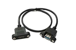 SYSTEM-S USB 3.0 Kabel 50 cm Micro B Buchse zu 3.0 Typ A Buchse Panel Mount - Zdjęcie 1 z 4
