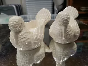 White Vintage Ceramic 5” Bird Tea-light Candle Holder Set Of 2 NWT Table Decor - Picture 1 of 5