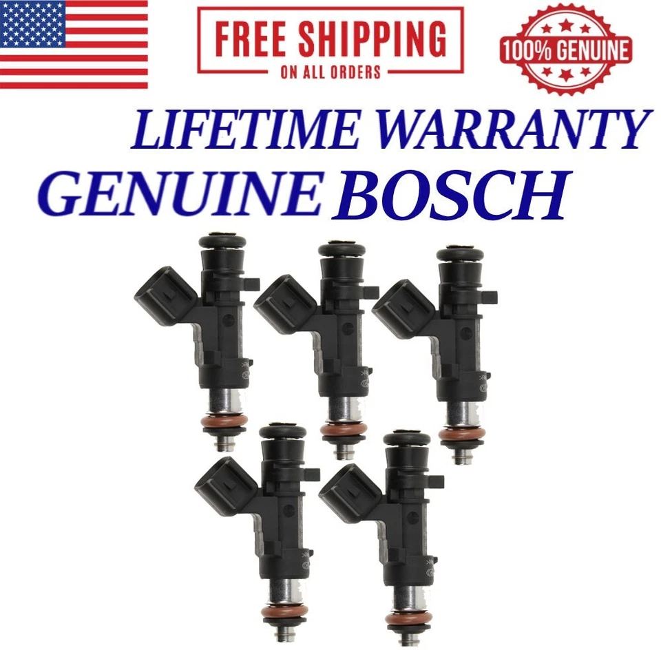 NEW OEM Bosch 5X Fuel Injectors Fits 05-16 Volvo C30 S60 V50 XC60 L5 2.5L - Image 1 of 4