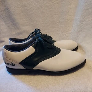 Reebok Golf Shoes Woman Model RA405WSI Size 9 White Black Metal Cleats - Picture 1 of 12