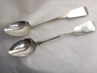 PAR DE CUCHARAS SALSA PLATO PLATA ESTERLINA DUBLÍN 1820 ALAS CRESTA 12" WM CUMMINS Foto 1 de 4