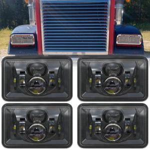 4PCS 4X6" INCH LED HEADLIGHTS HIGH LOW BEAM FOR PETERBILT KENWORTH T800 W900 - Picture 1 of 9