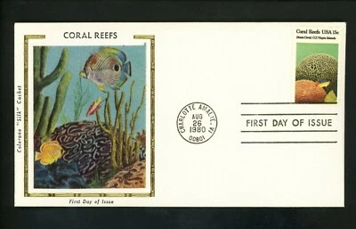 US FDC #1827 Colorano 1980 Charlotte Amalie VI Coral Reefs brain coral fish - Image 1 of 2