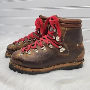 Vintage LOWA Mountaineering Hiking Boots Brown Leather Men's Size 7 German Made - Picture 1 of 13
