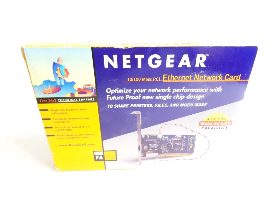 NEW NETGEAR FA312 LAN 10/100 Mbps PCI Ethernet Network Card - Image 1 of 1