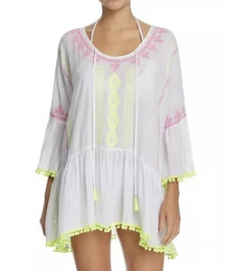 Surf Gypsy Embroidered Pom-Pom Small Cover-Up Dress | Size S - Picture 1 of 9