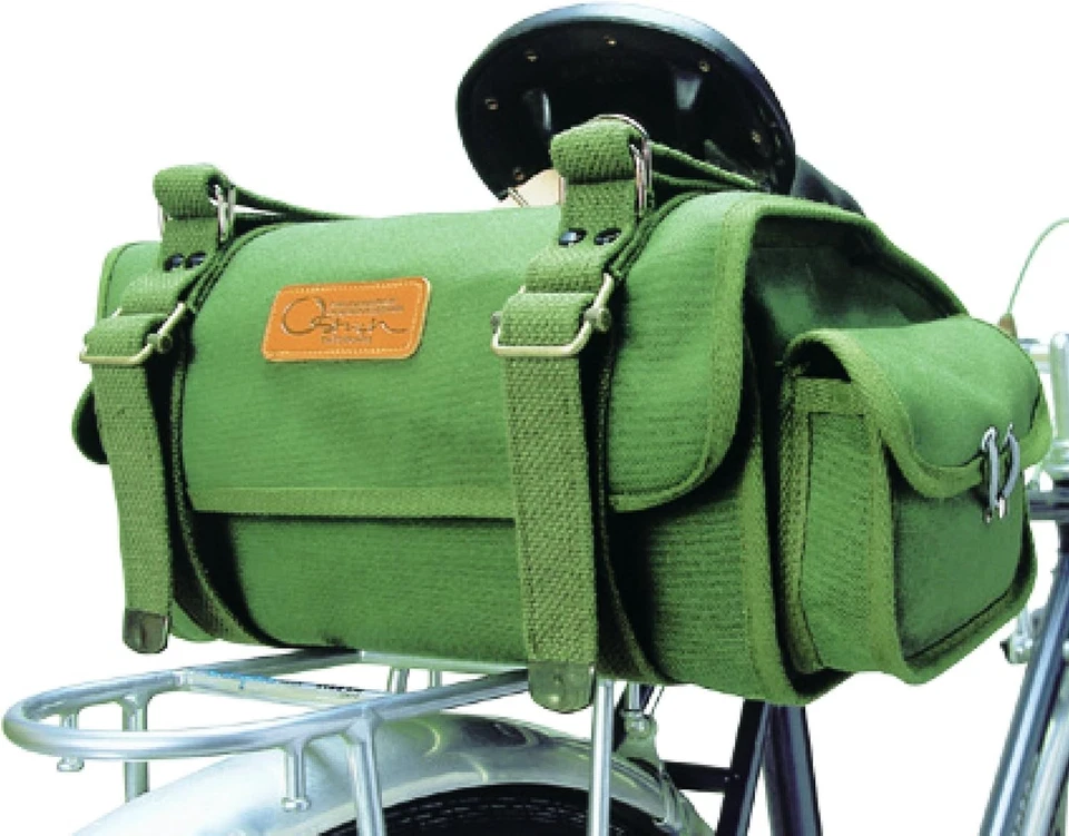 Ostrich Bicycle Saddle Bag S-2 Green Cotton Canvas No. 6 Made in Japan