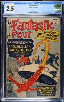 FANTASTIC FOUR #3 CGC 2.5 OWW COSTUMES! 1ST APP MIRACLE MAN #4562806004 - Image 1 of 2