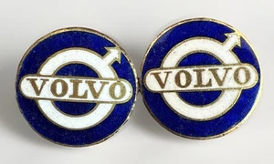 VOLVO Blau & Weiß Emaille Manschettenknöpfe Goldfarben Geschäft Auto 5/8" Vintage - Bild 1 von 5