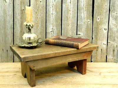 Antique Primitive Old Wooden Cricket Stool Bench - Image 1 of 4