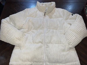 UGG Koolaburra Mantel Cord Puffer Jacke M Medium Creme Elfenbein Kuschelig - Bild 1 von 10