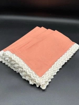 Cynthia Rowley Orange Lace Edge Cotton Cloth Napkins Set Of 4￼ - Image 1 of 4