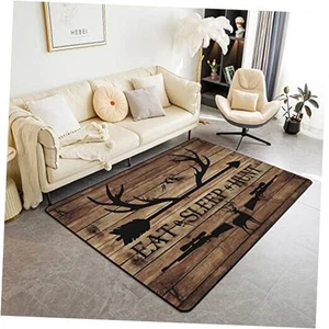Tappeto zona caccia cervo,corna di cervo e stampa freccia decorazione non 3'x5' marrone nero - Foto 1 di 6