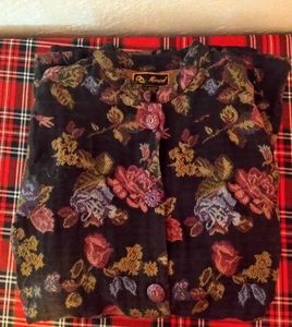 Mirasol Shacket Jacket Women's XL Black Pink Blue Rose Tapestry Cottagecore VTG - Picture 1 of 8