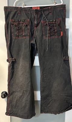 Vintage Tripp NYC Pants Womens Sz 20 Black Wide Leg Zip Flare Goth Rave Punk Y2K - Image 1 of 4