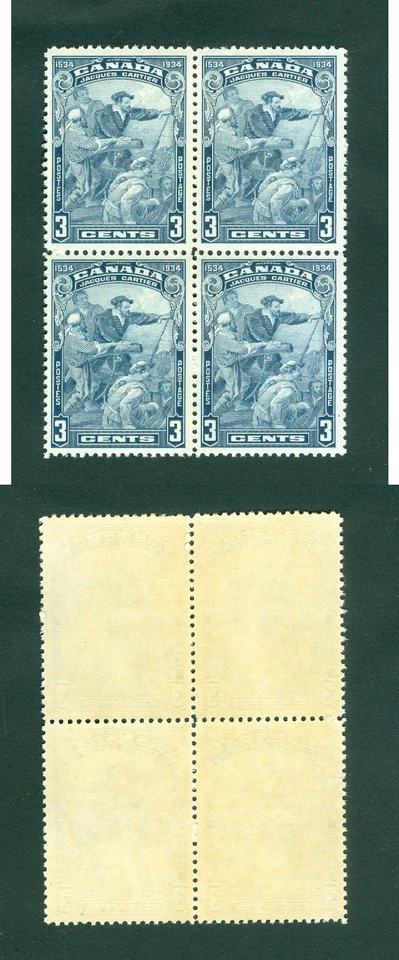 Canada. 1934. 4-Block MNH. 3c, Blue. Jacques Cartier. Sc# 208 - Image 1 of 1