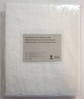 NIP WEST ELM BLANCO 100% LINO EUROPEO CORTINA DE DUCHA 72" X 74" 08021683 Foto 1 de 4