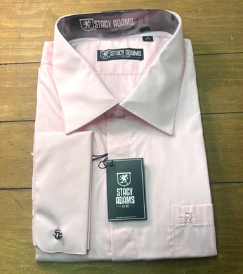 Camisa de vestir para hombre Stacy Adams rosa 20 36/37 LS puño francés tapeta oculta Foto 1 de 4