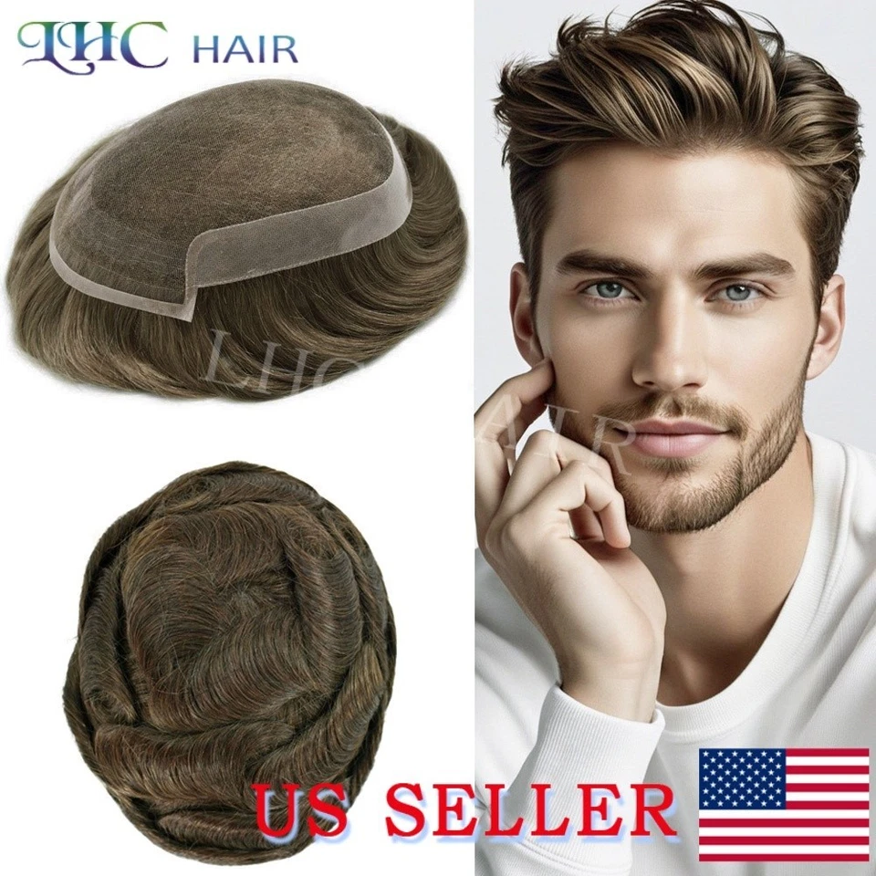 LyricalHair French Encaje Frontal Hombre Toupee Sistema de Cabello Humano Todos los Colores Pelo Foto 1 de 4