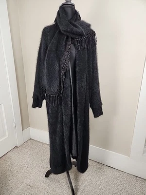 Cárdigan Belldini Mujer Grande Angora Pelo de Conejo Forrado Suéter Chaqueta Larga De Colección Foto 1 de 4