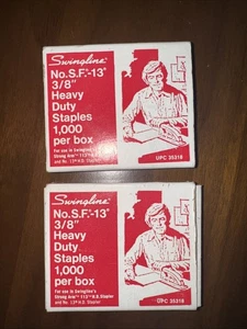 Vintage Swingline No. S.F. 13- 3/8” Heavy Duty Staples Box 1000 USA Made - Picture 1 of 3