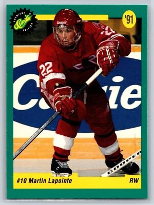1991 Classic Draft Picks Martin Lapointe Rookie Detroit Red Wings RC #9 - Image 1 of 2